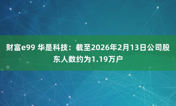 财富e99 华是科技：截至2026年2月13日公司股东人数约为1.19万户
