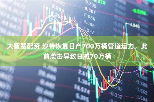 大智慧配资 沙特恢复日产700万桶管道运力，此前袭击导致日减70万桶
