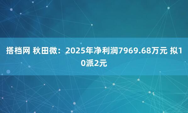 搭档网 秋田微：2025年净利润7969.68万元 拟10派2元