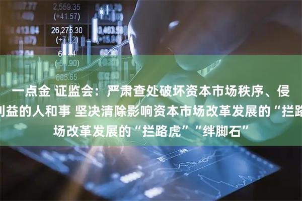 一点金 证监会：严肃查处破坏资本市场秩序、侵害中小投资者利益的人和事 坚决清除影响资本市场改革发展的“拦路虎”“绊脚石”