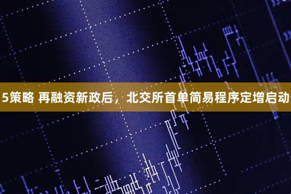 5策略 再融资新政后，北交所首单简易程序定增启动
